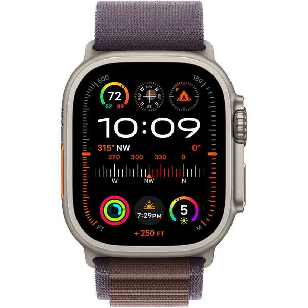 APPLE Watch Ultra2 Cellular, 49mm Titanium Case with Indigo Alpine Loop - Large mrew3se/a