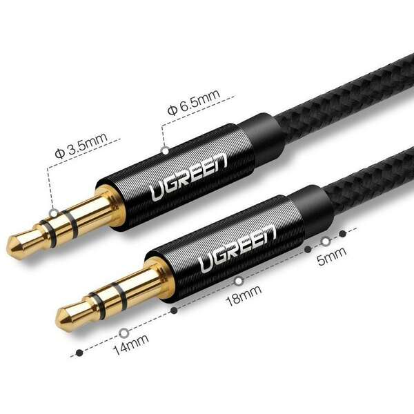 UGREEN AV112 AUX kabl 3.5mm 1m gold crni