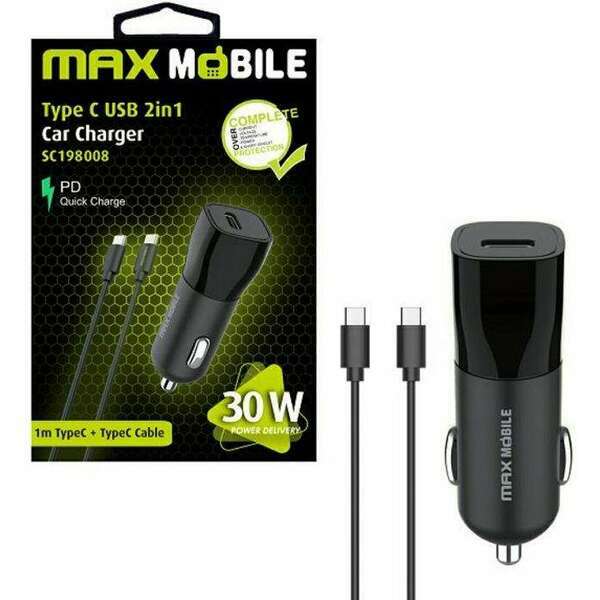 MAX MOBILE 2u1 PD QC 3.0 Type C + Kabli 30 W