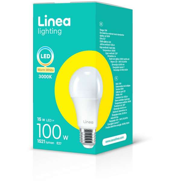 LINEA LED sijalica 15W(100W) A60 1521Lm E27 3000K