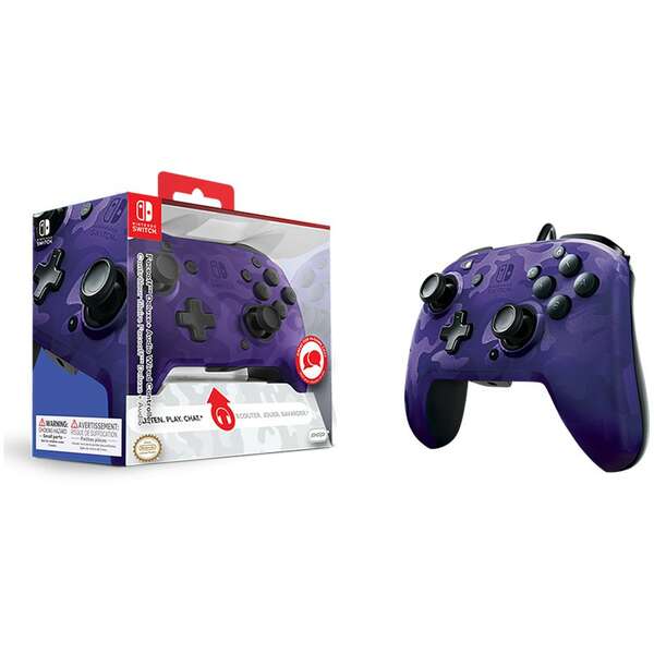 PDP Nintendo Switch Faceoff Deluxe Controller + Audio Camo Purple