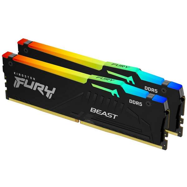 KINGSTON DIMM DDR5 64GB (2x32GB kit) 5600MT/s KF556C40BBAK2-64 Fury Beast RGB black