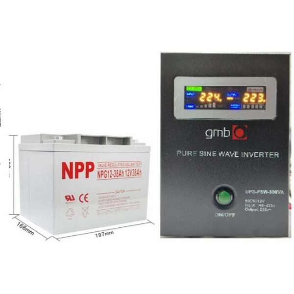 GEMBIRD UPS-PSW-800VA + NPP NPG12V-38Ah GMB LONG