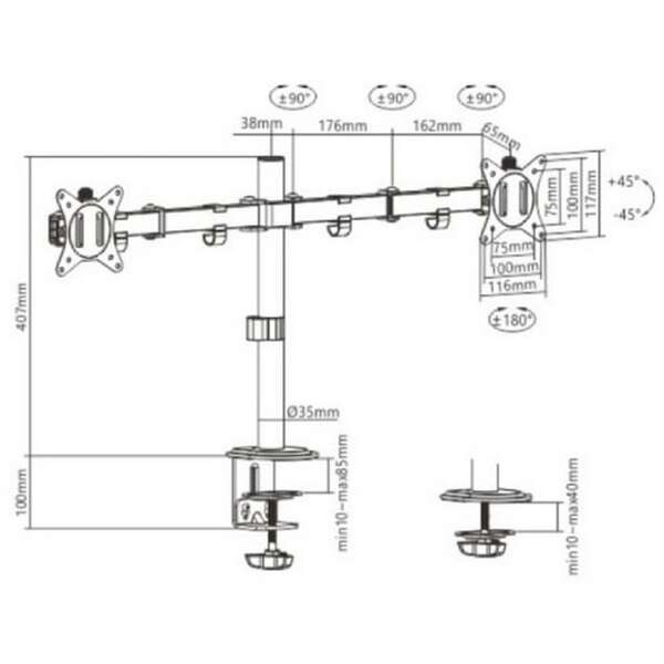 GEMBIRD MA-D2-01 17-32 dupli stoni drzac