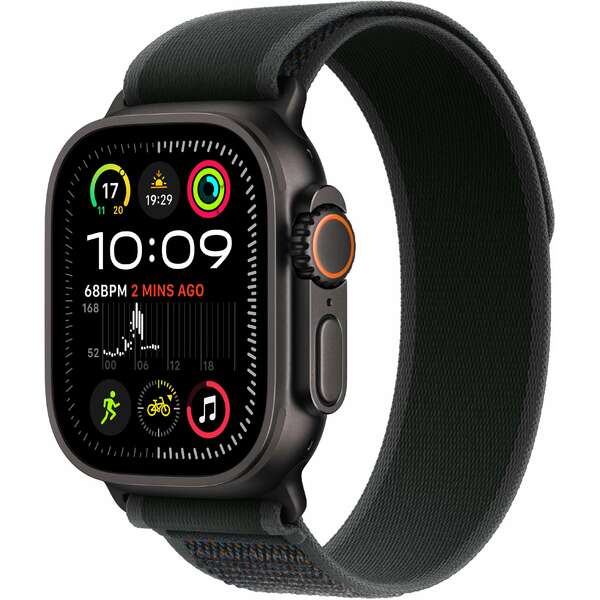 APPLE Watch Ultra2 v2 Cellular 49mm Black Titanium Case with Black Trail Loop - M/L mx4v3se/a