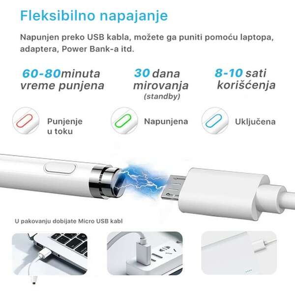 GSM 3G Olovka za touch screen N2 White