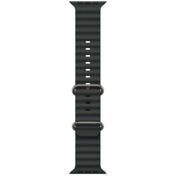 APPLE Watch 49mm Band Black Ocean Band - Natural Titanium Finish mxtl3zm/a