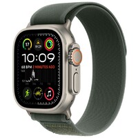 APPLE Watch 49mm Loop Green Trail Loop - S/M - Natural Titanium Finish mxtn3zm/a