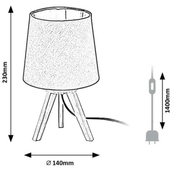 RABALUX Lychee, stona lampa E14, drveno postolje, bež abažur