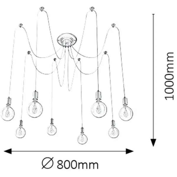 RABALUX Caspar Visilica 10x60W,mat crno