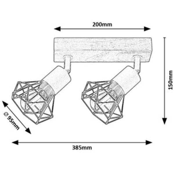 RABALUX Zeus, metalno drveni spotE14 2x MAX 40W