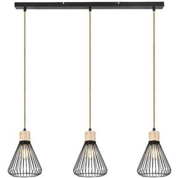 RABALUX Farfalle, unutrašnja visilica, crna metal/drvo 2