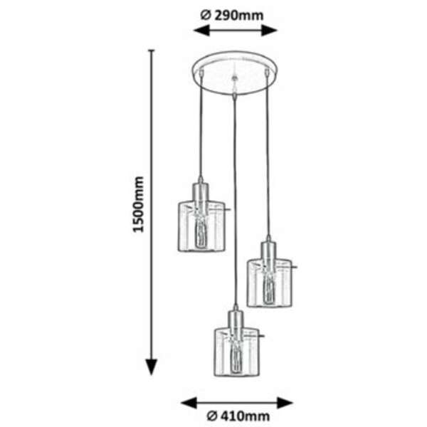 RABALUX Donati,visilica E27 3x40W, zlato/dimljeno staklo