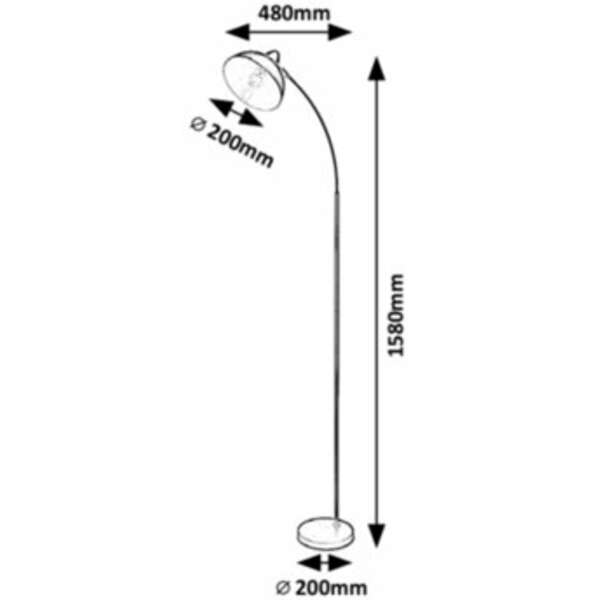 RABALUX Daron, podna lampa, metal, crna boja E27 158cm
