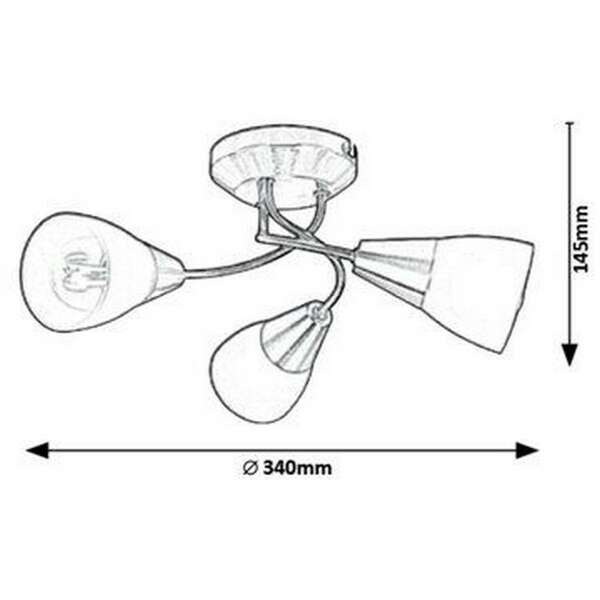 RABALUX Connor plafonska lampa, saten hrom/ opal staklo, E14