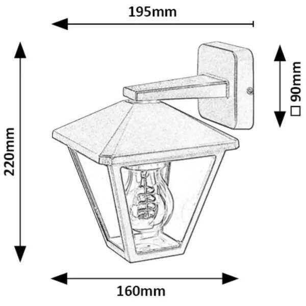 RABALUX Paravento spoljna zidna lampa crna aluminijumska E27 40W 2