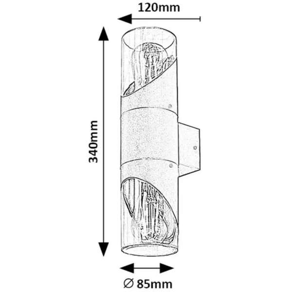 RABALUX Novigrad spoljna zidna lampa crna aluminijum E27 2x28W