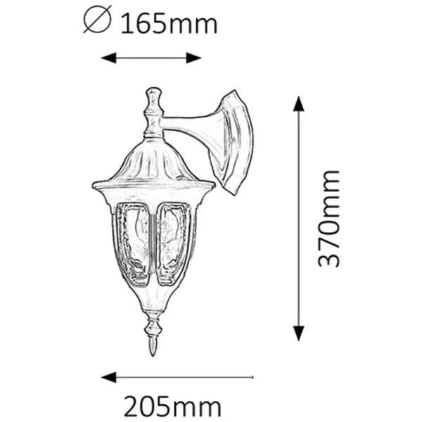 RABALUX Milano spoljna zidna lampa E27 60W crnoIP43