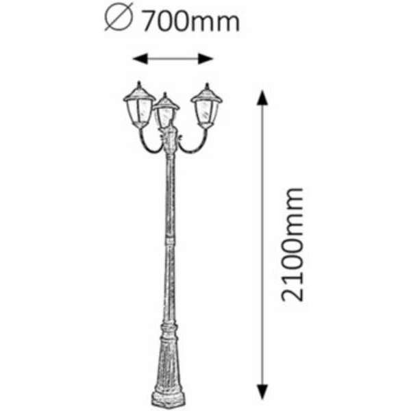 RABALUX Madrid kandilaber, visina 2,1m, 3x60W staro zlato IP