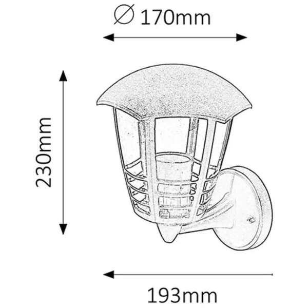 RABALUX Marseille spoljna zidna lampa E27 60W IP44 crna 2