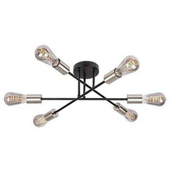 RABALUX Branwen,mat crna, satenska hromirana metalna plafonska lampa, E27 6x25W IP20