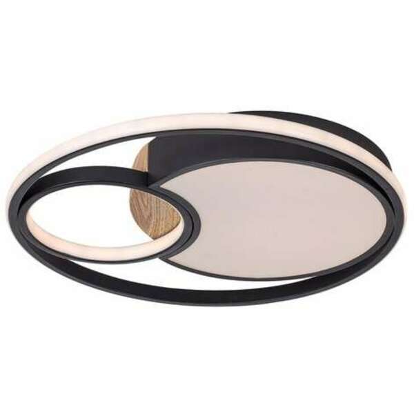 RABALUX Leola, LED plafonjera sa daljinskim, 81W, 3800lm, 3000-6000K, 48cm, dimabilna, memory i timer funkcija, metaln crna/drvo