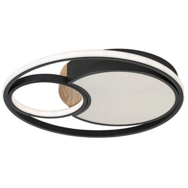 RABALUX Leola, LED plafonjera sa daljinskim, 81W, 3800lm, 3000-6000K, 48cm, dimabilna, memory i timer funkcija, metaln crna/drvo