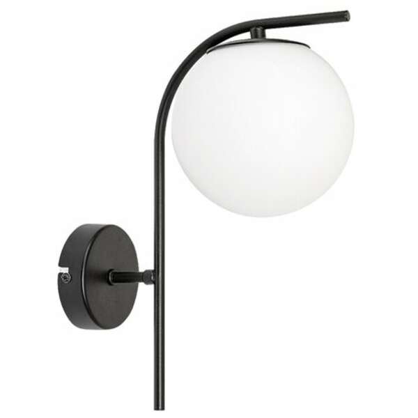 RABALUX Ghita, zidna lampa 1xE27, crna metal/belo staklo