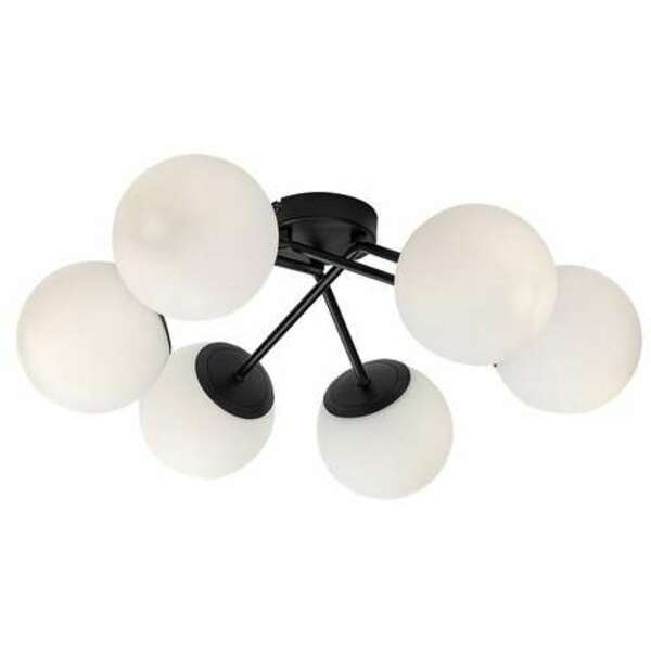 RABALUX Meduza, plafonska crna sa belim staklenim kuglama,  6xE14, 55x19cm