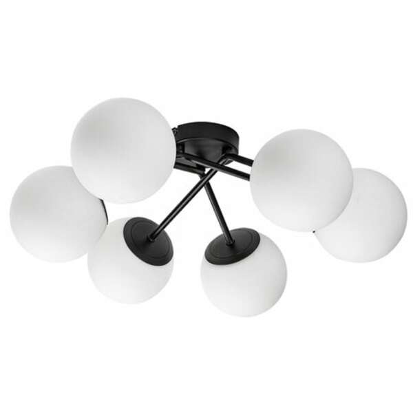 RABALUX Meduza, plafonska crna sa belim staklenim kuglama,  6xE14, 55x19cm