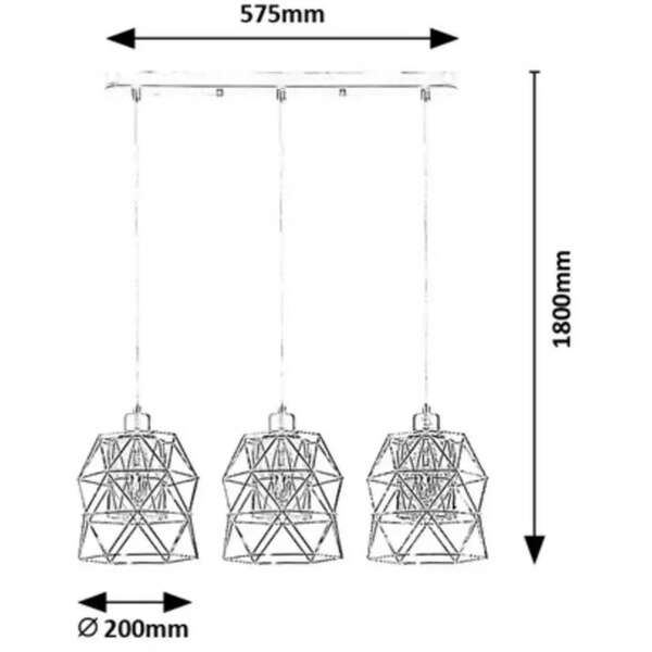 RABALUX Emrys, mat crna metalna visilica , E27 3x40W IP21