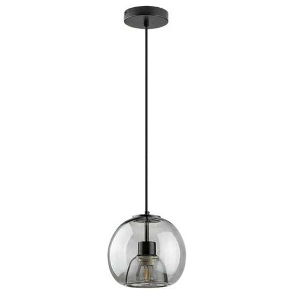 RABALUX Cameo, visilica 1xE27, metal crna/dimljeno staklo, tekstilni kabal, visina 100cm
