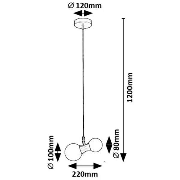 RABALUX Lition, visilica crna/staklena kugla bela, 2xG9