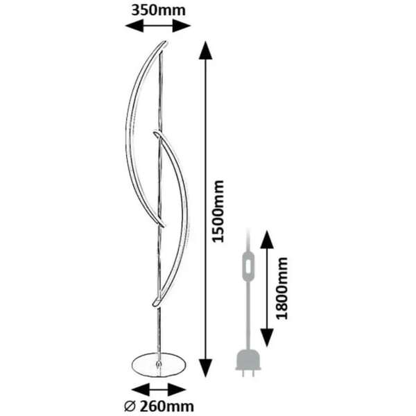RABALUX Jarnelle, podna brušeni hrom LED 30W, 3000K, visina 150cm