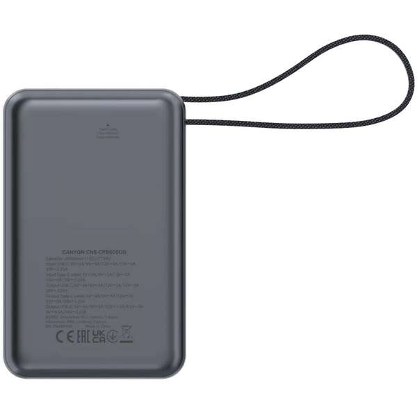 CANYON Power Bank 20000mAh 65W Dark Grey CNS-CPB600DG