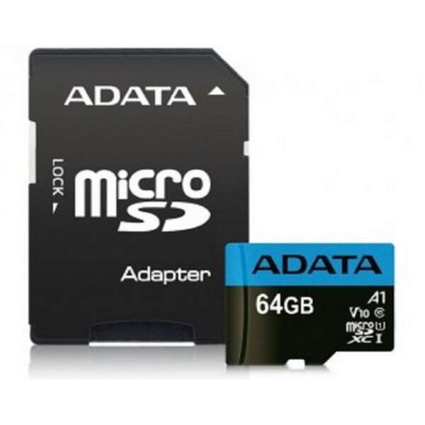 ADATA Micro SD Card 64GB +SD adapter AUSDX64GUICL10A1-RA1