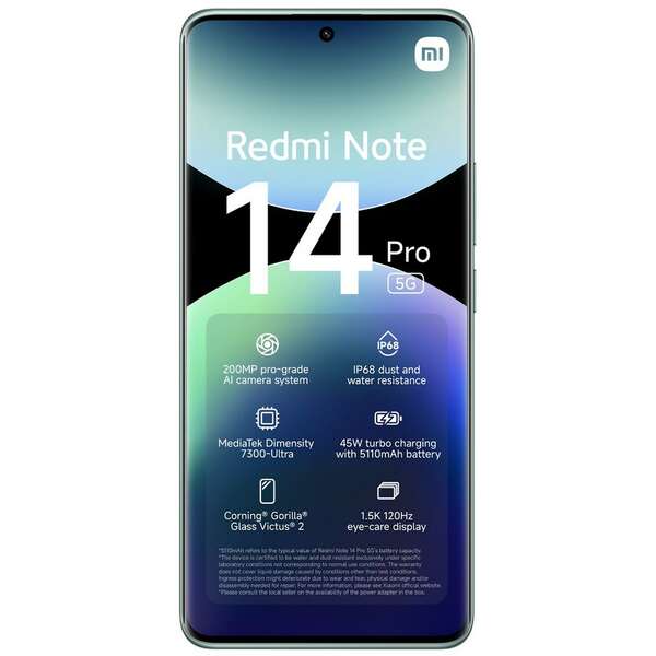 XIAOMI Redmi Note 14 Pro 5G 8GB/256GB Coral Green MZB0INNEU