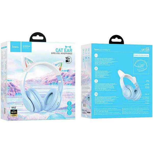 HOCO W42 Cat Ear Crystal Blue Bluetooth Bezicne Slusalice