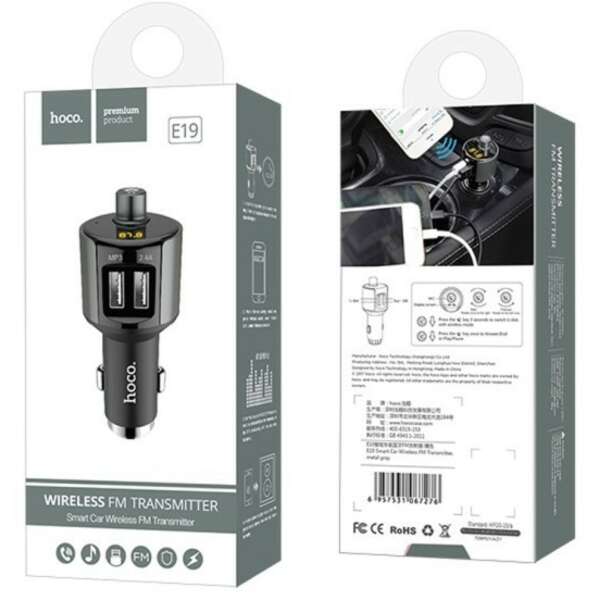 HOCO E19 Smart BT, FM Trans, Charger 2.4A, USB