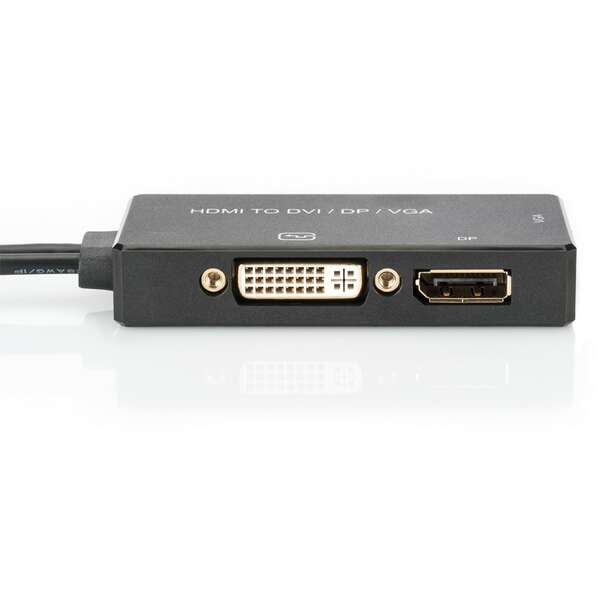 DIGITUS Adapter HDMI na DP/DVI/VGA 0.2m crni