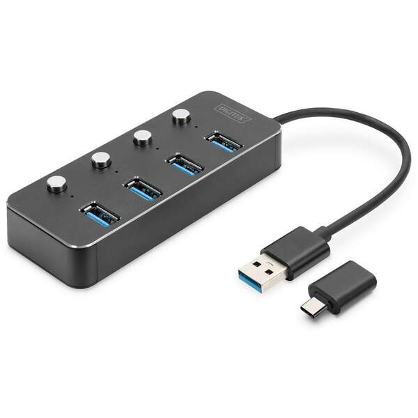 DIGITUS USB hub 4 3.0 porta sa prekidacima