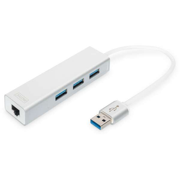DIGITUS USB hub 4 3.0 porta + Lan adapter