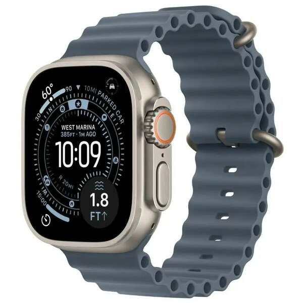 APPLE Watch Ultra 3 Cellular 49mm Natural Titanium Case with Anchor Blue Ocean Band mewh4se/a