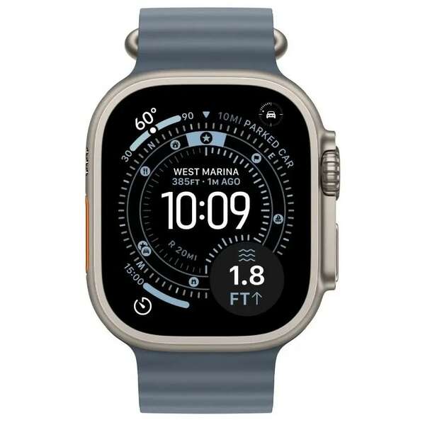 APPLE Watch Ultra 3 Cellular 49mm Natural Titanium Case with Anchor Blue Ocean Band mewh4se/a
