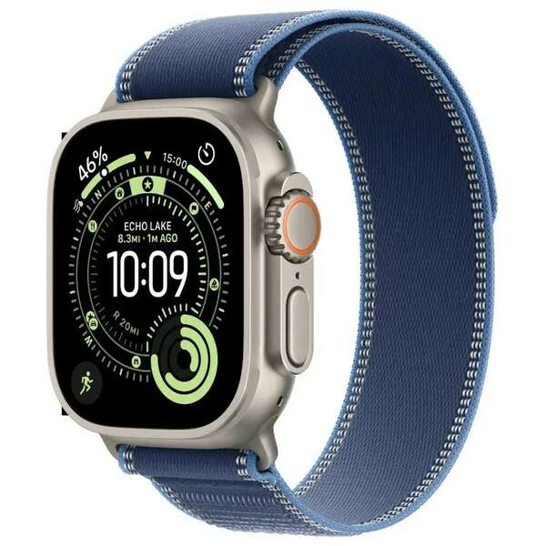 APPLE Watch Ultra 3 Cellular 49mm Natural Titanium Case with Blue/Bright Blue Trail Loop - S/M mewr4se/a