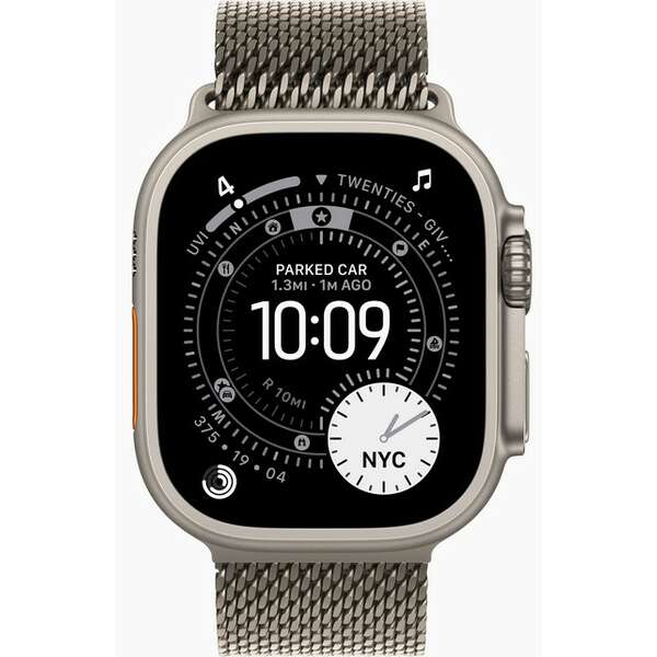 APPLE Watch Ultra 3 Cellular 49mm Natural Titanium Case with Natural Titanium Milanese Loop - Small meww4se/a