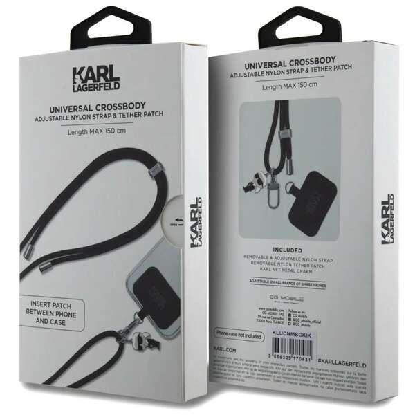 KARL LAGERFELD Universal Strap and Tether Patch Black