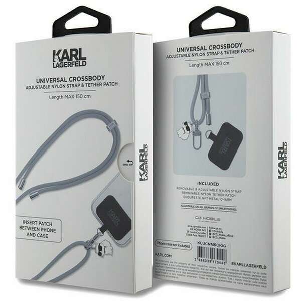 KARL LAGERFELD Universal Strap and Tether Patch Grey