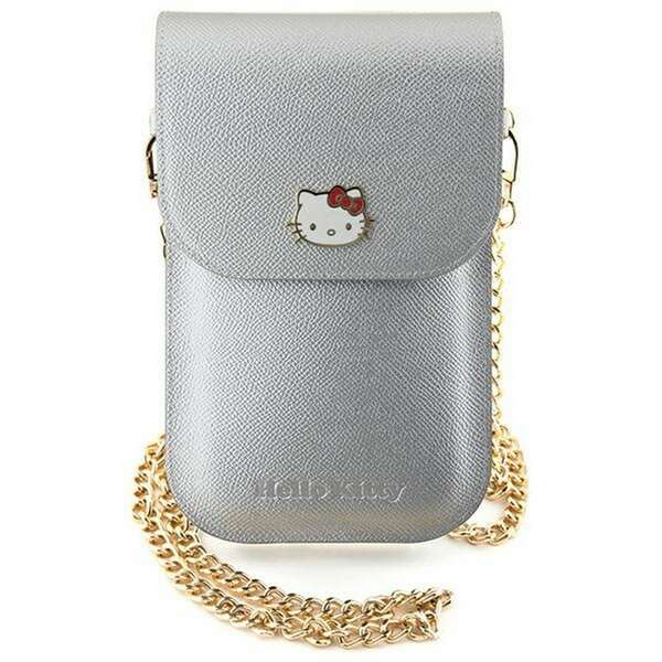 HELLO KITTY Leather Wallet Phone bag Silver