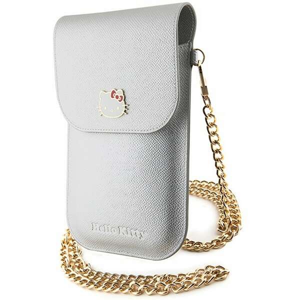 HELLO KITTY Leather Wallet Phone bag Silver